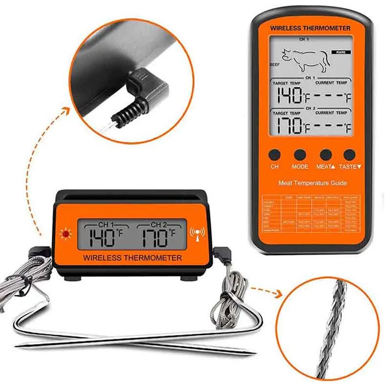 Wireless Remote Barbecue Thermometer Dual Probe Digital Cooking Meat