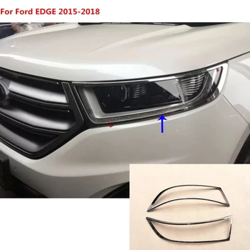 

For Ford EDGE 2015 2016 2017 2018 car body styling front head Light lamp hood Molding frame stick ABS Chrome cover trims 2pcs
