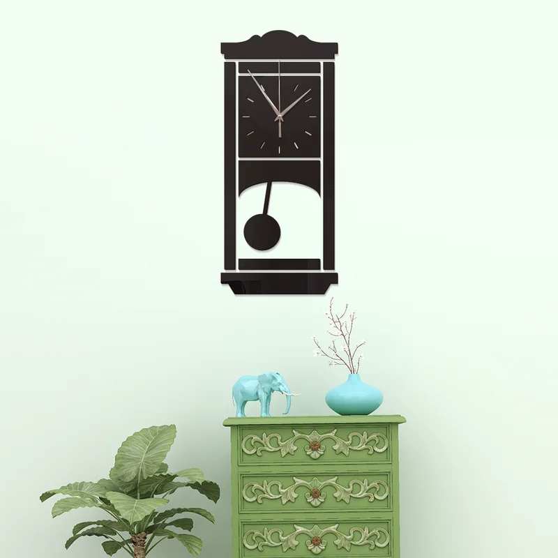 Creative Acrylic Wall Sticker Clock Vintage Swing Clock Mirror Sticker Living Room Bedroom  Decoration Wall Clock Modern Design