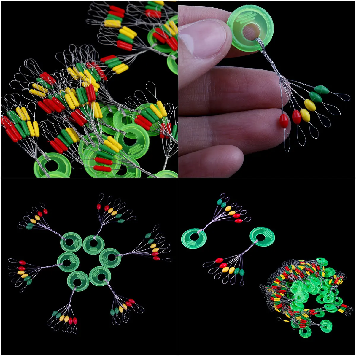 

100set[600Pcs] Colorful Olives&Cylindrical Space Beans Stoppers Fishing Tackle Accurate Positioning Float Connector S M L