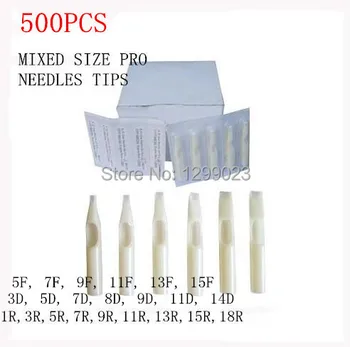 

500PC /Lot White Mixed Sterile Disposable Tattoo Machine Gun Nozzle Tips Needle Tube For Tattoo Gun Needle Ink Cup Grip Kits