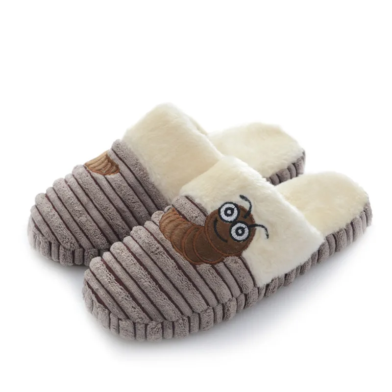 Женские домашние тапочки мягкие плюшевые с рисунком гусеницы для спальни Осень