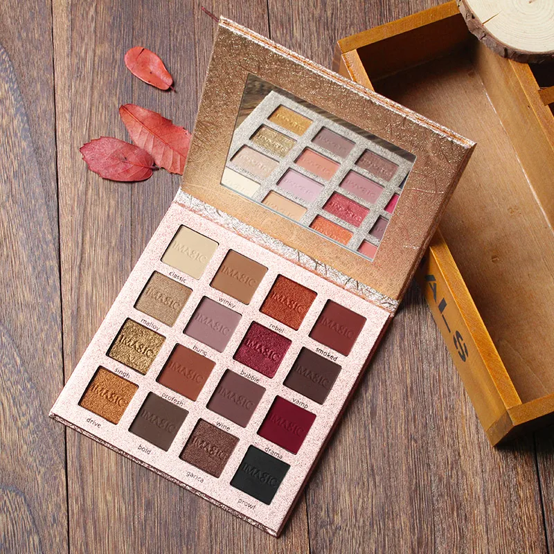 Imagic Shimmer Matte Eyeshadow Palette Nude Gold 16 Colors Mineral Warm Pigment Glitterinjections Make Up Set Eye Shadows Beauty