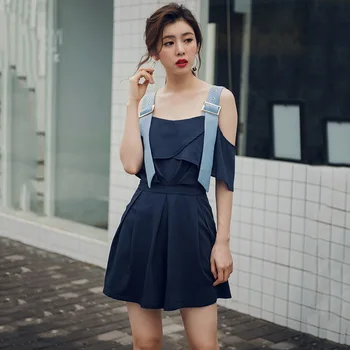 

Ruffled Camis Satin Romper Women Solid Jumpsuit Short Ruffled Overalls Jumpsuits Female strapless Loose casual Playsuits