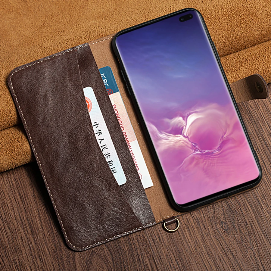 Роскошный чехол из воловьей кожи в деловом стиле для Samsung S10 Plus Lite S10e Note 9 книжка с