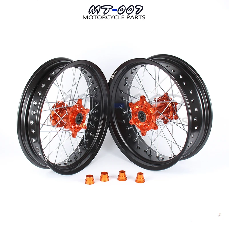 3,5/5,0*1" Supermotard колеса оранжевый концентратор черным ободком для SXF EXC-R XC-F SX EXC 300 450 125 250 350 530 2003- 2008 2007