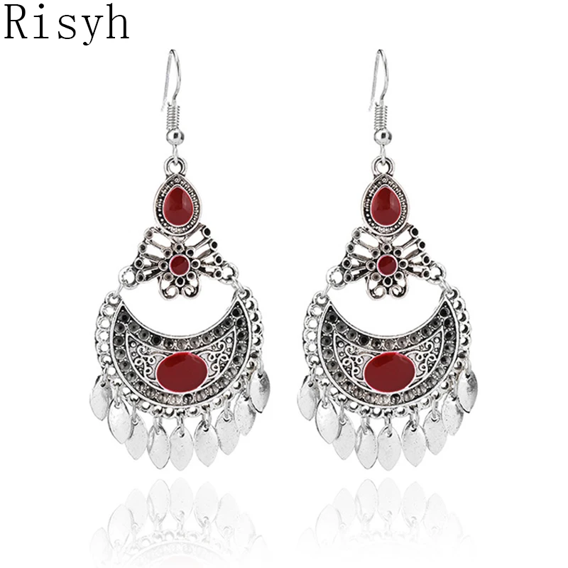 Risyh Bohemian Drop Tassel Earrings National Palace Wind Classical Carved | Украшения и аксессуары