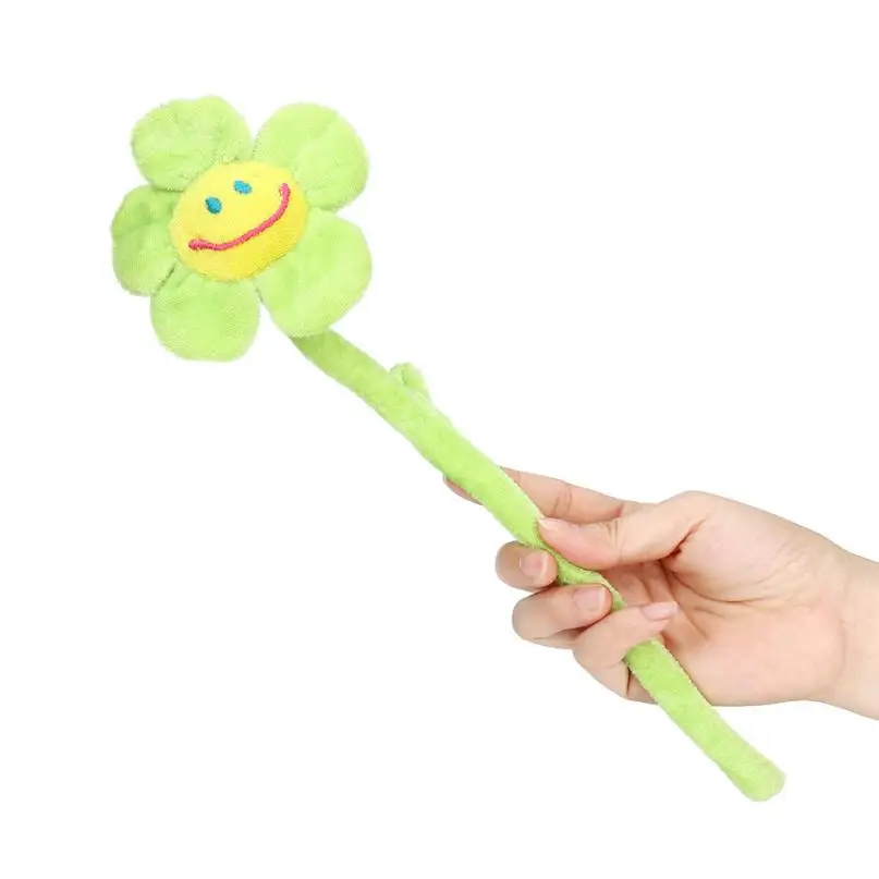 Cute Washable Plush Daisy Sunflower Toy With Smiley Happy Faces Bendable Stems