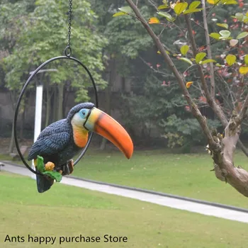 

Garden resin decorative garden gardening painted parrot simulation outdoor toucan villa garden decoration pendant