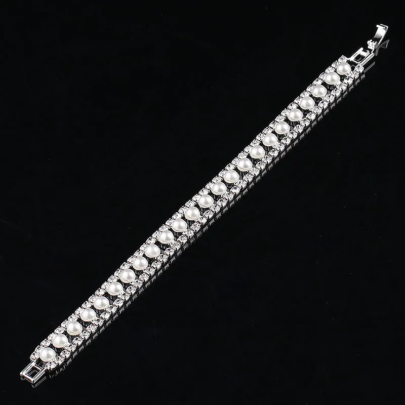 Элегантный Искусственный жемчуг Кристалл Браслеты для женщин цвет серебра талисман браслеты и браслеты свадебные ювелирные изделия Femme подарки - Окраска металла: style10-19cm