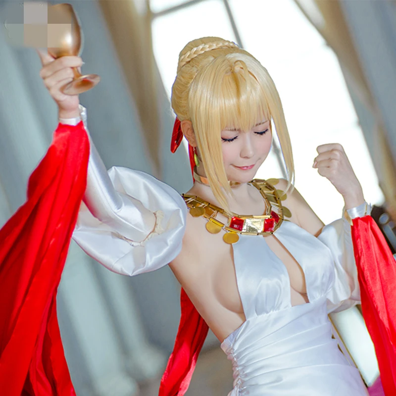 Fate/Grand 2 Юбилей nero, для косплея Костюм Платье длинное красивое платье, белый цвет; платье для рождества и Хеллоуина