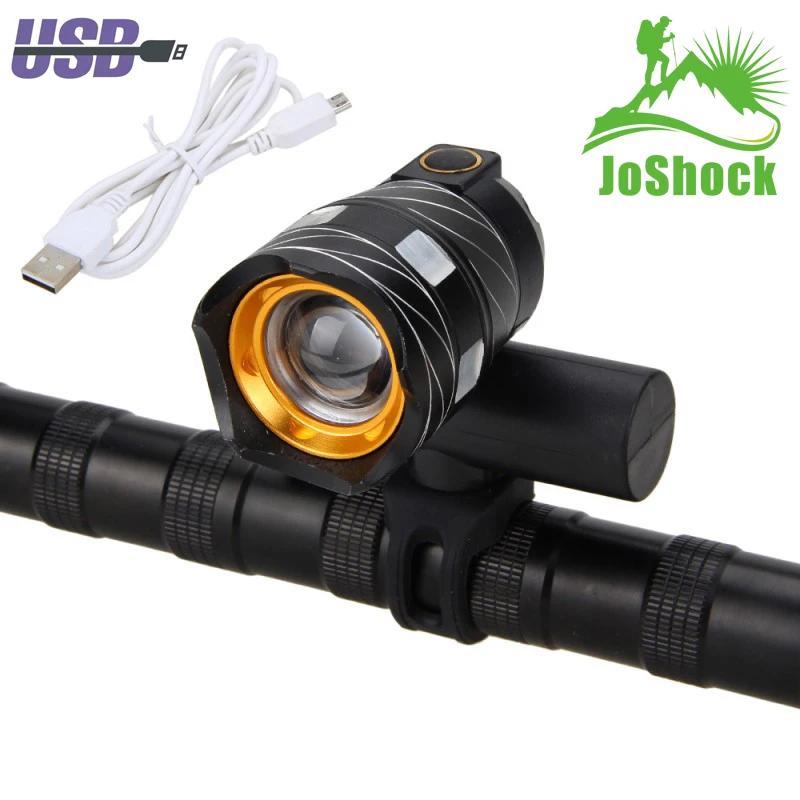 JoShock 15000LM T6 LED Bicycle Light Bike light Front Lamp Outdoor Zoomable Torch Headlight USB Rechargeable with Taillight