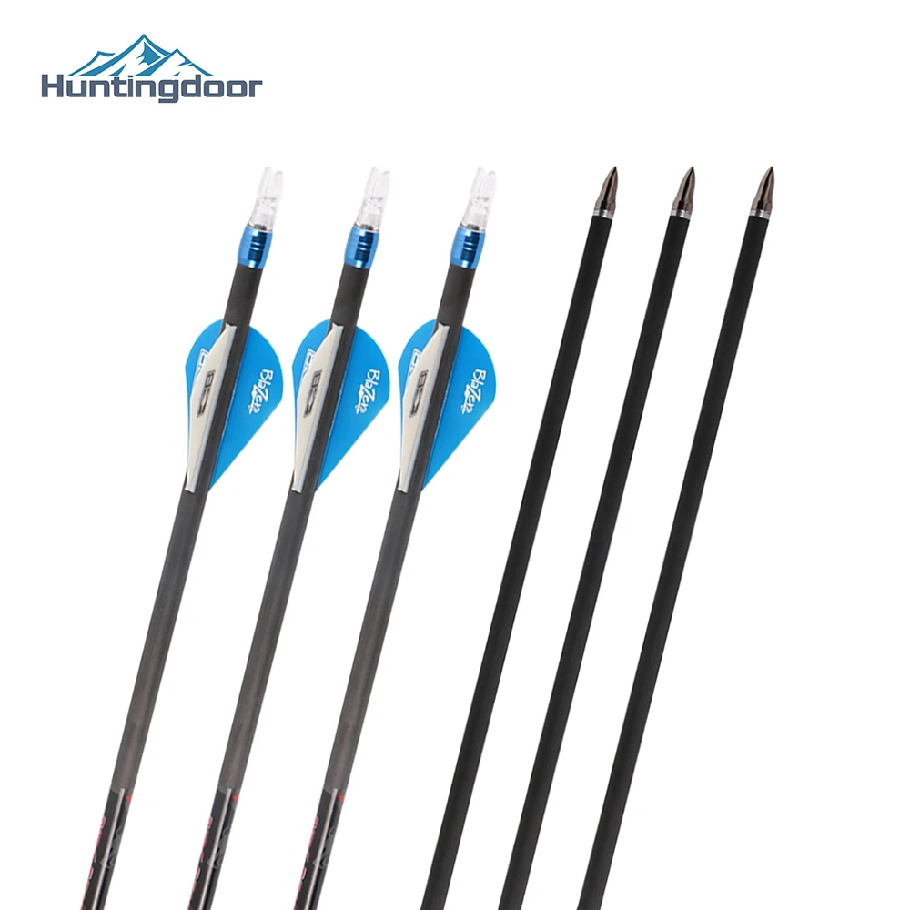 

6/12 pcs 32 inches archery arrow Spine 400 Carbon Arrow with nocks Aluminum alloy arrow head for Recurve/Compound Bows