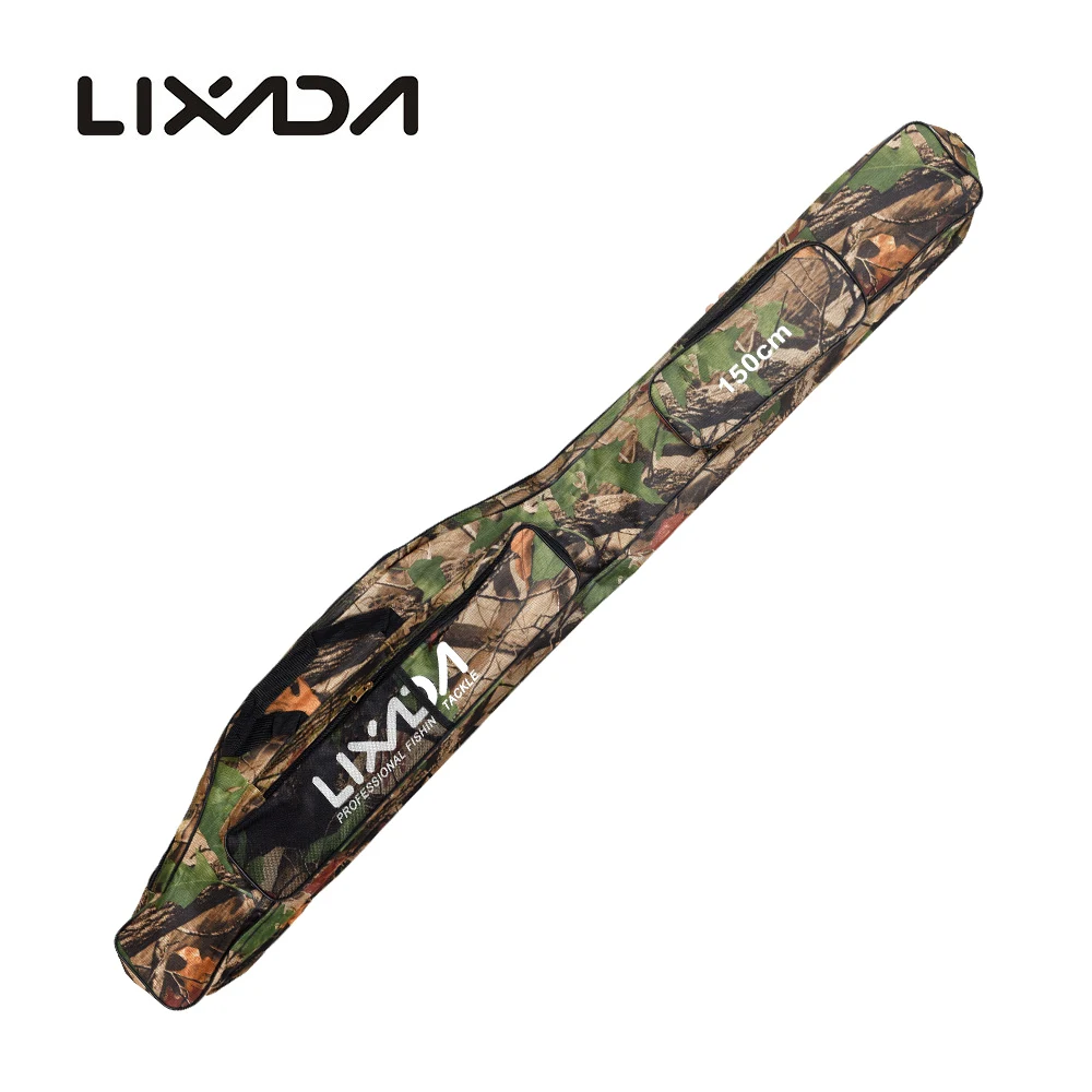 Lixada Fishing Bag Fishing Rod Carrier Oxford Fishing Pole Tools Storage Bag Case Fishing Gear Organizer 130/150cm - Цвет: Yellow cam 1 150 cm