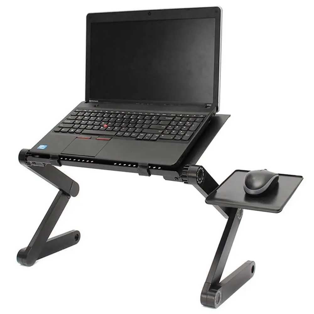 Портативный Регулируемый алюминиевый стол для ноутбука эргономичные диванные лоток для ноутбука стол из поликарбоната - Цвет: Черный