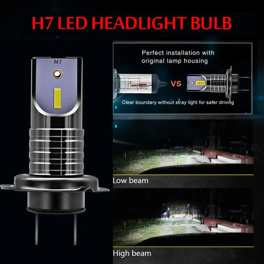TXVSO8 2 шт. bombilla H7 LED canbus автомобильные лампы для фар CSP чип 20000Lm 6000K мини