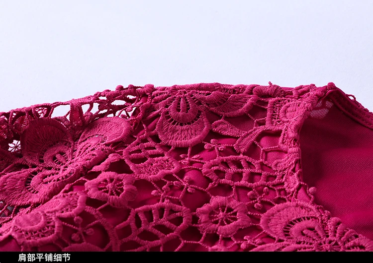 Качественное элегантное женское цветочное кружевное платье размера плюс с О-образным вырезом и расклешенными рукавами, весенне-летнее кружевное платье большого размера sukol, ярко-розовое