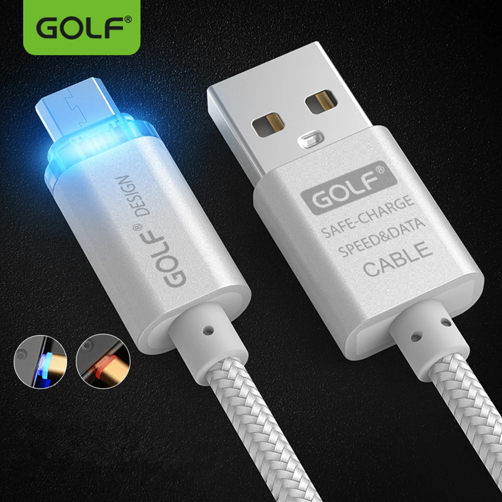 GOLF Smart Led металлический Плетеный Micro USB кабель для зарядки данных для samsung Note Edge Note4 Note5 S4 S6 S7 Edge кабели для телефонов Android