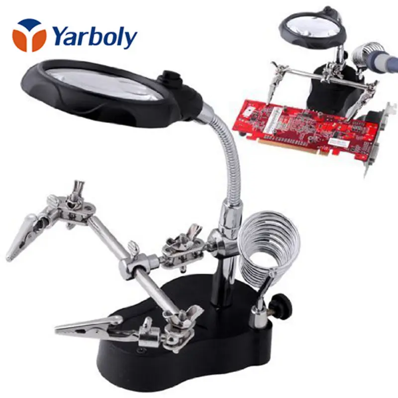 

Welding Magnifying Glass LED Loupe Multifunctional Magnifier Soldering Iron Station Stand Clamp Helping Hand Welding Repair Tool