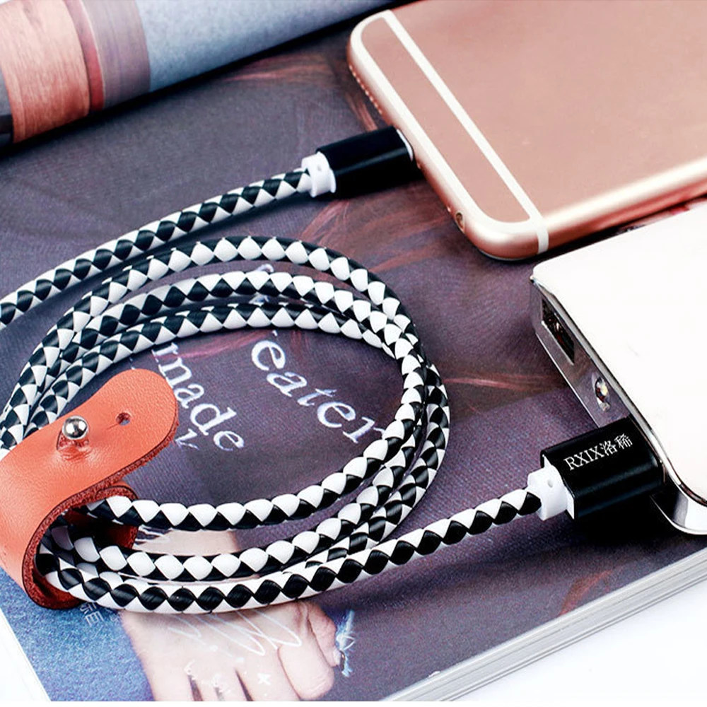 Micro USB Дата кабель Быстрая зарядка данных зарядное устройство провод кожа