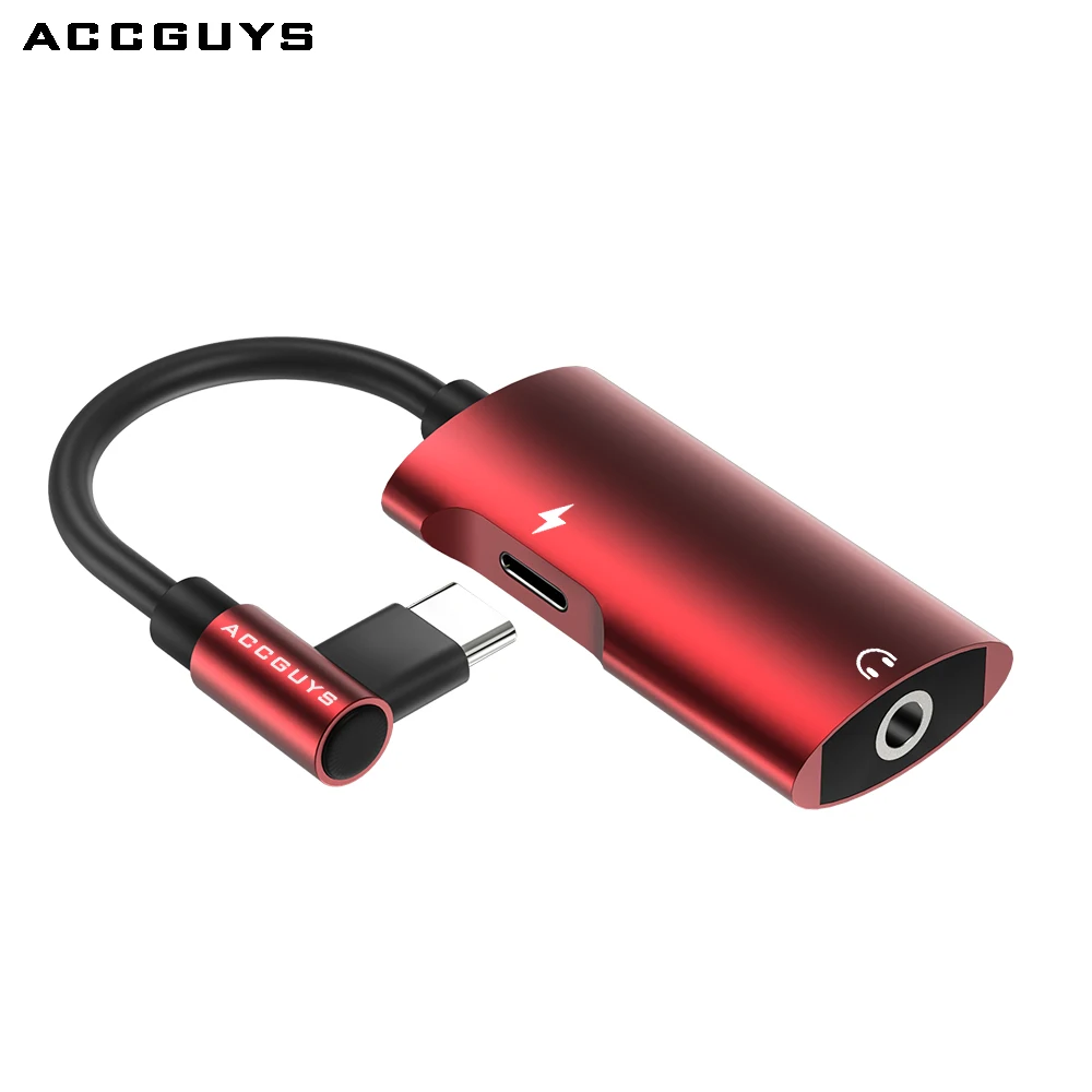 ACCGUYS Тип usb C до 3,5 мм Наушники Адаптер для huawei P20/коврики 10/Pro Нубия Moto Z Aux аудио зарядный кабель музыка конвертер звонков - Цвет: Red
