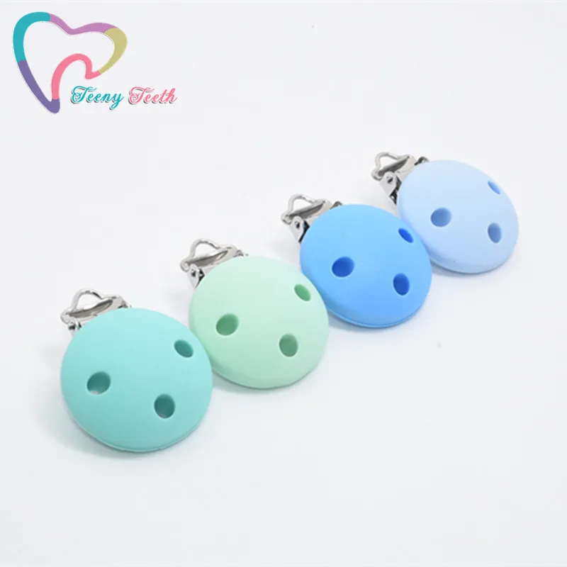 Teeny Teeth 20 PCS BPA Free Silicone Round 3 Holes Dummy Teether Pacifier Chain Clips DIY Baby Soother Nursing Toy Accessories