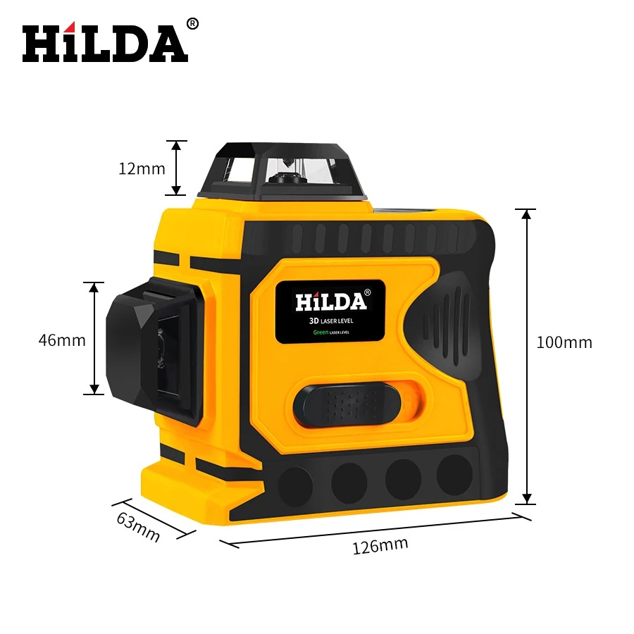 Goedkoop Hilda 360 Laser Niveau 12 Lijnen 3D Niveau Zelfnivellerende Horizontale En Verticale Cross Super Krachtige Groene Laser Niveau