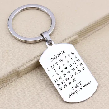 

Always Forever Custom Name And Date Calendar Keychain Engraved Heart Mark Car Key Tag For Family Couples Lovers Keyring Gifts