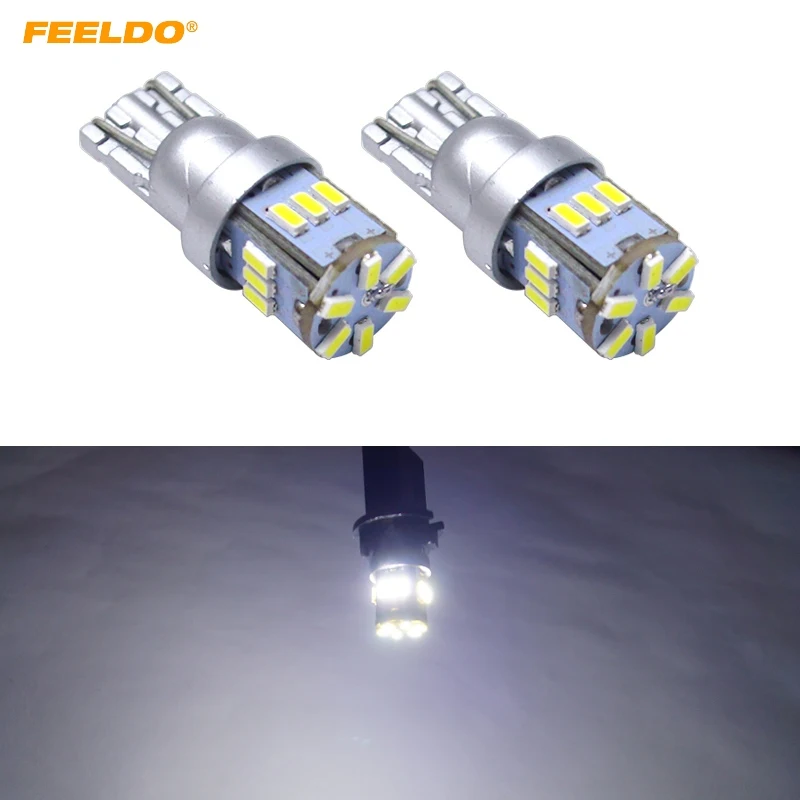 

FEELDO 40pcs White Car T10 194 168 18LED 3014 Chip Electrodeless Wedge LED Bulb Light Reading Light Lamp Bulb DC12V