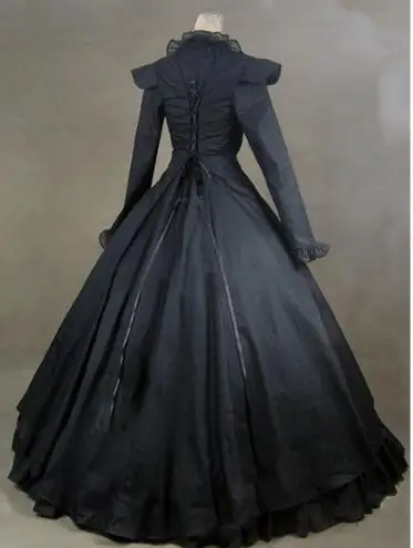 Может быть на заказ Ретро черный длинный рукав взрослый 18 век готический, викторианской эпохи платье/Хэллоуин Бальные платья