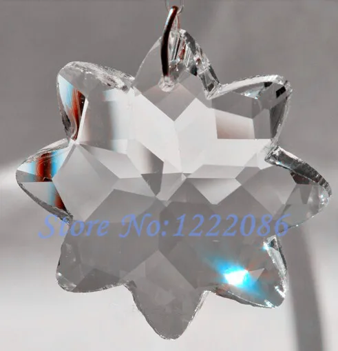 

10PCS 38mm Clear 8 Pointed Start Crystal Prisms Sun Catcher Pendants(+10Pcs Rings) Free Shipping