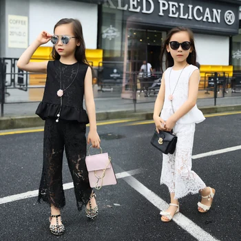 

Girls Suits 2018 New Summer Style Beautiful Solid Sleeveless Children Vest Clothing Shorts Suit 2 Pieces Clothes 10 12 14years
