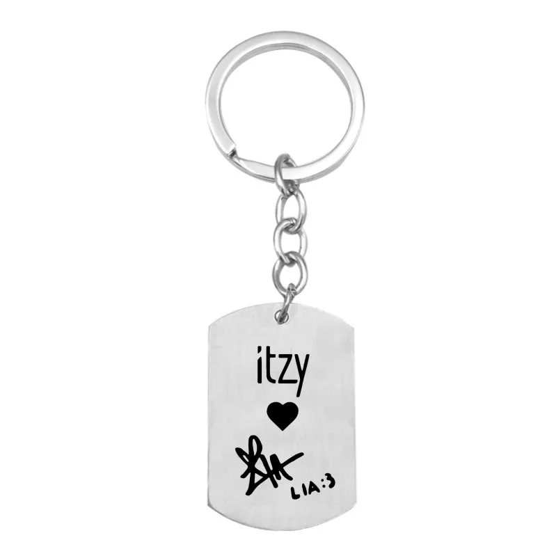 ITZY KPOP брелок из нержавеющей стали Корея девушки группа Серебряная цепочка для ключей подарки для фанатов мужской Автомобильный ключ держатель - Цвет: silver 2
