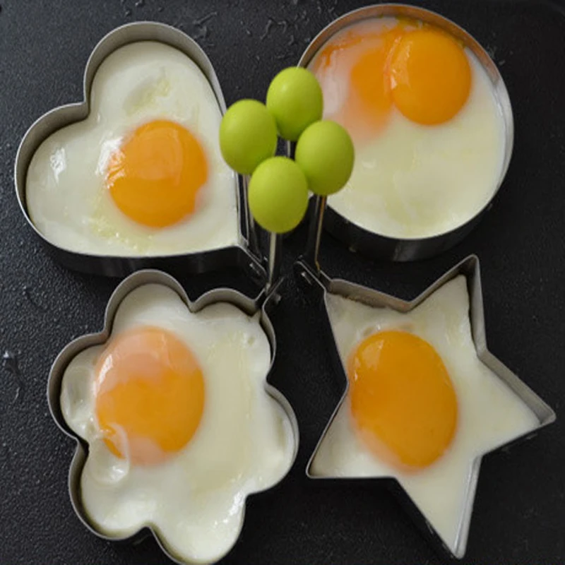 

1PC Pancake Ring Stainless Steel Molds For Eggs Heart Flower Kitchen Gadget Pie Frying Omelet Form Poached Egg Frying Eggs