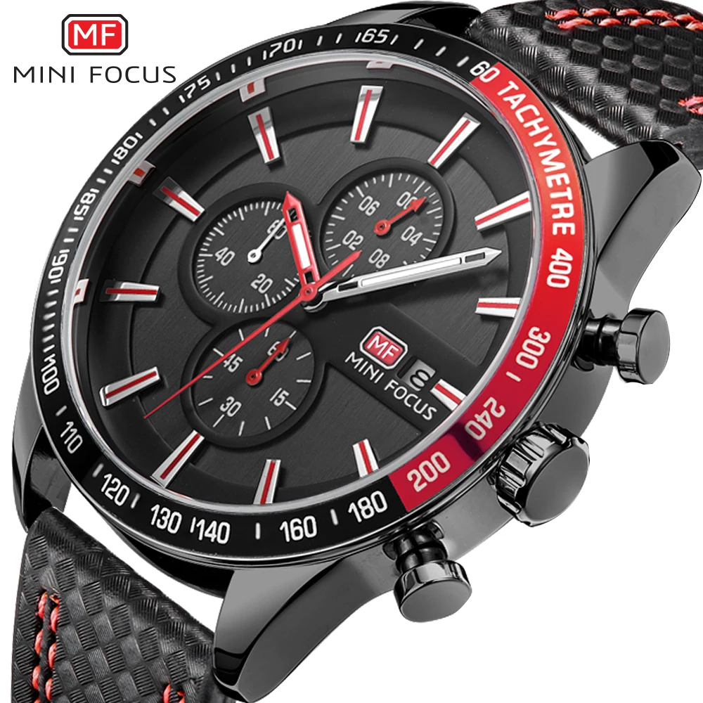 

MINIFOCUS Men Watches Fashion Casual Men's Quartz Watch Chronograph Waterproof Sports Wristwatches Male Genuine Leather Clock
