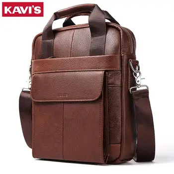 

KAVIS 2019 New Cowhide Genuine Leather Messenger Bag Small Vintage Men Shoulder Bags Business Crossbody Casual Famous Sling Sac
