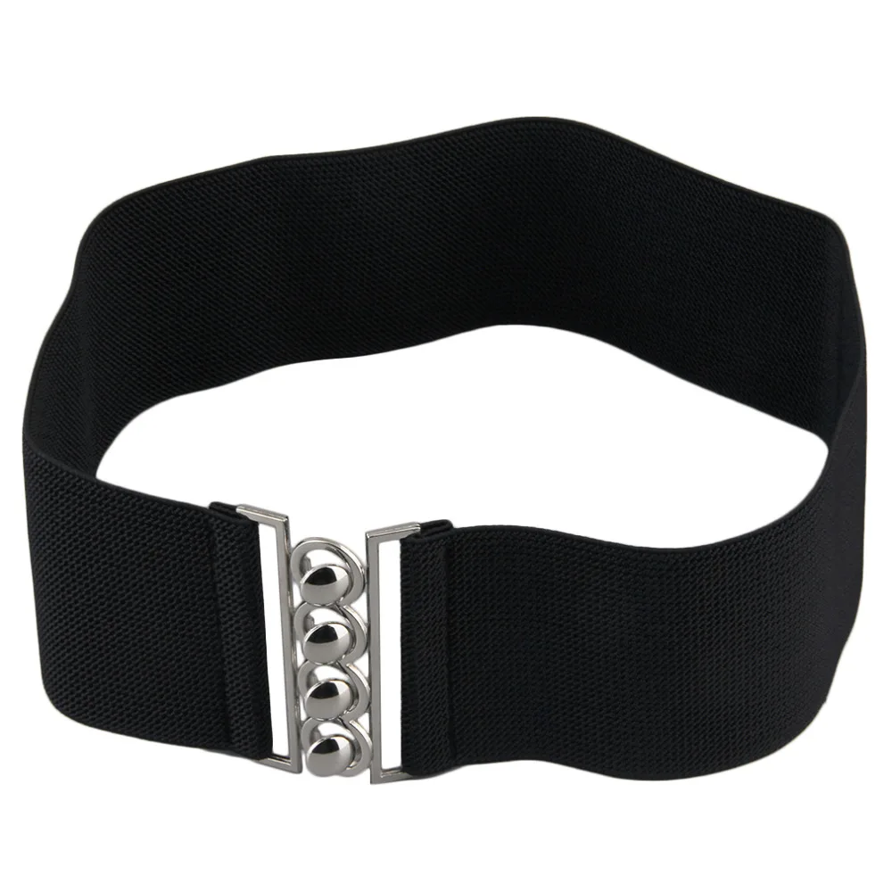 High Quality Women's belt Vintage Metal Elastic Stretch Buckle Wide