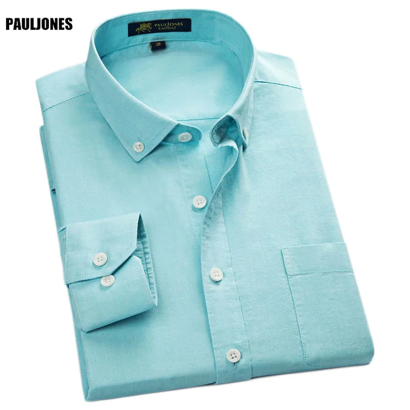 

PaulJones 114x 2017 Fashion Long Sleeve Men Oxford Shirt Slim fit 100% Cotton shirts China Imported Social Career Mens Clothing