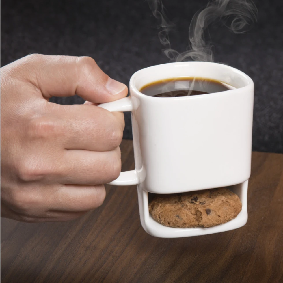 1Piece Creative Dunk Mug Ceramic Cookies Mug Dunk Cup with Biscuit