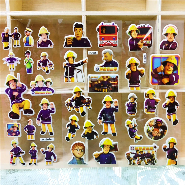 3 листа/набор Пожарный Сэм инженер Боб наклейки для детей домашний Декор стены на ноутбук милый мультфильм Мини 3D пена стикер Холодильник каракули