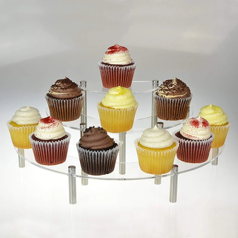 Promotion 3-Tier Clear Acrylic Semicircle Round Cupcake Dessert Display Stand