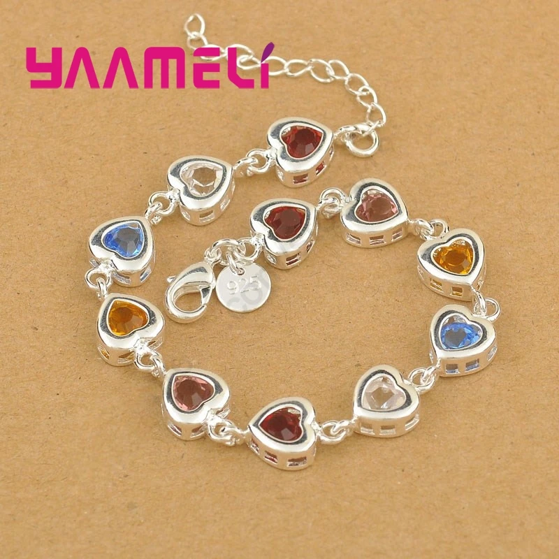 Discount Ladies Bracelet Zircon-Stone Gifts Cubic 925-Sterling-Silver Multicolor Women Charms x1KZOBwZ