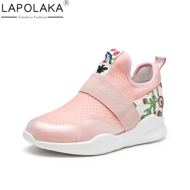 

LAPOLAKA New women's Solid Increasing Best Quality Flower Shoes Woman Casual Spring Easy Walking Flats Size 35-40