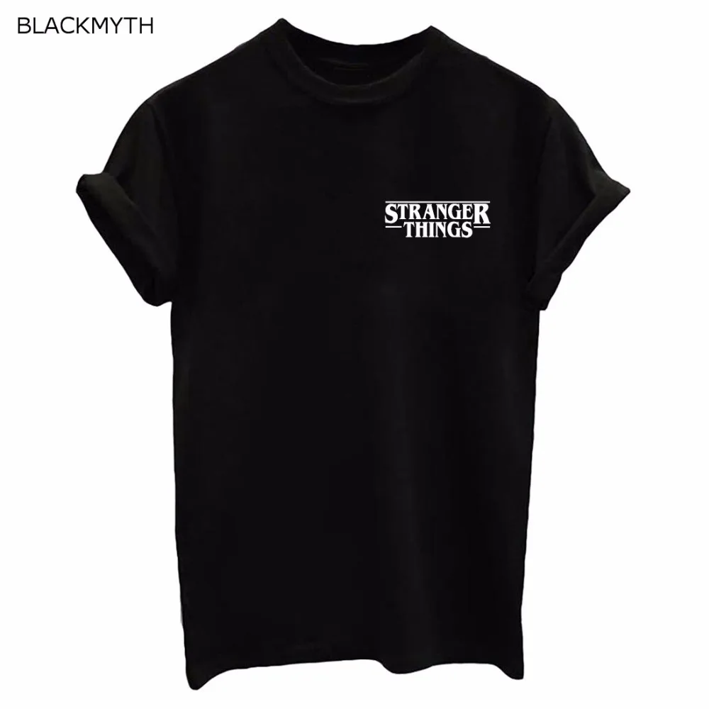 BLACKMYTH Women Simple T Shirt STRANGER THINGS Letter Graphic Printed 