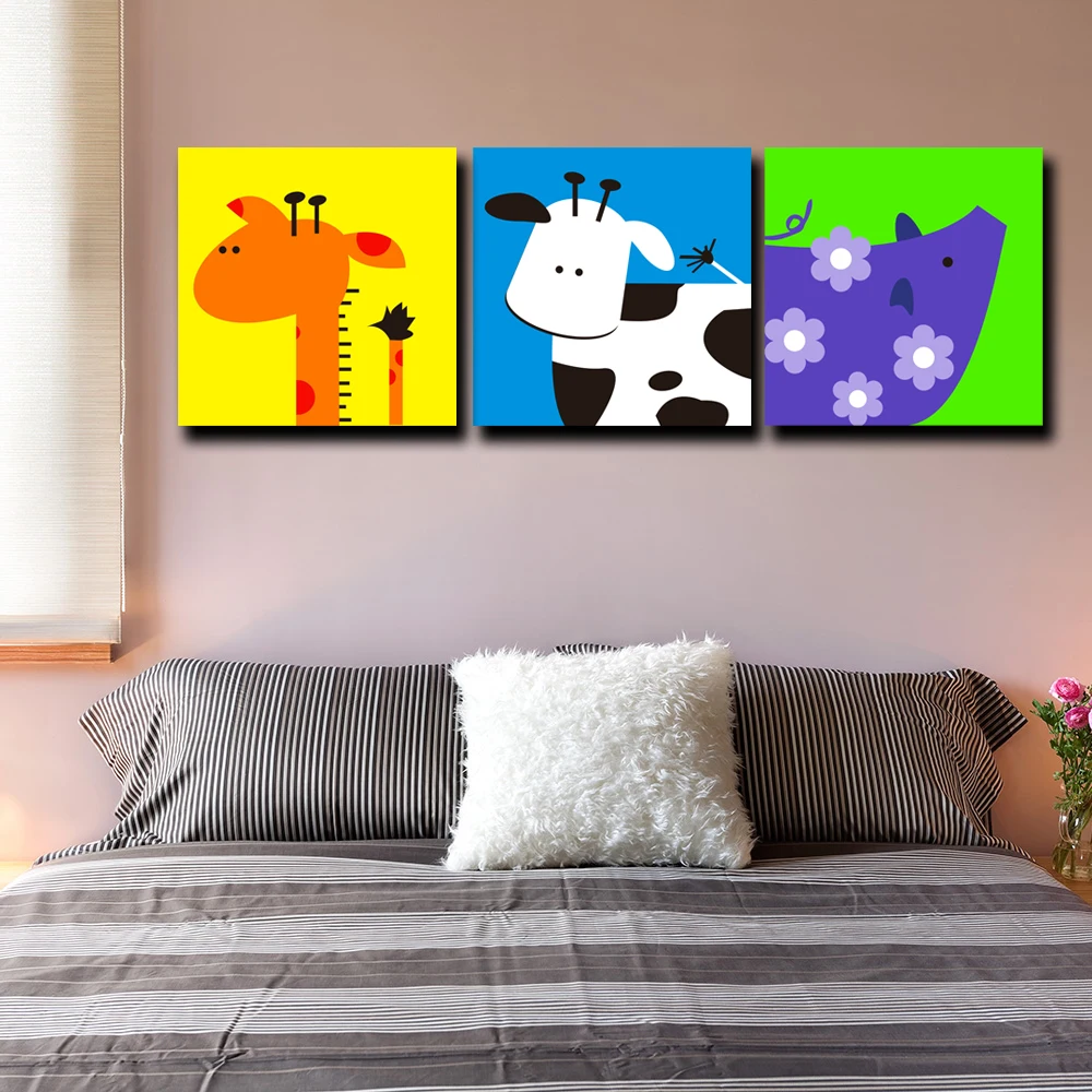 Cute Cow Stretched Canvas Print Framed Wall Art Home Kids Room Decor Painting AU 