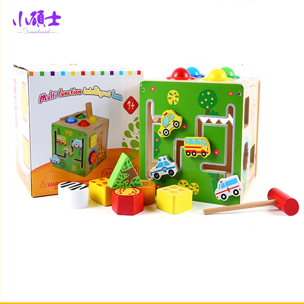 Wooden Multifunctional Intelligence Box Sharping Matching Learning Early Education Intelligence Developing Game Puzzle Toys Gift dark intelligence