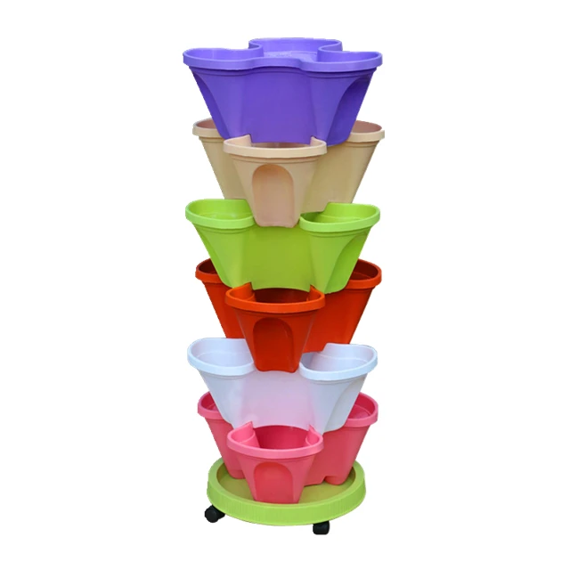 

Hydroponic flower pots stacking plant planters for home garden