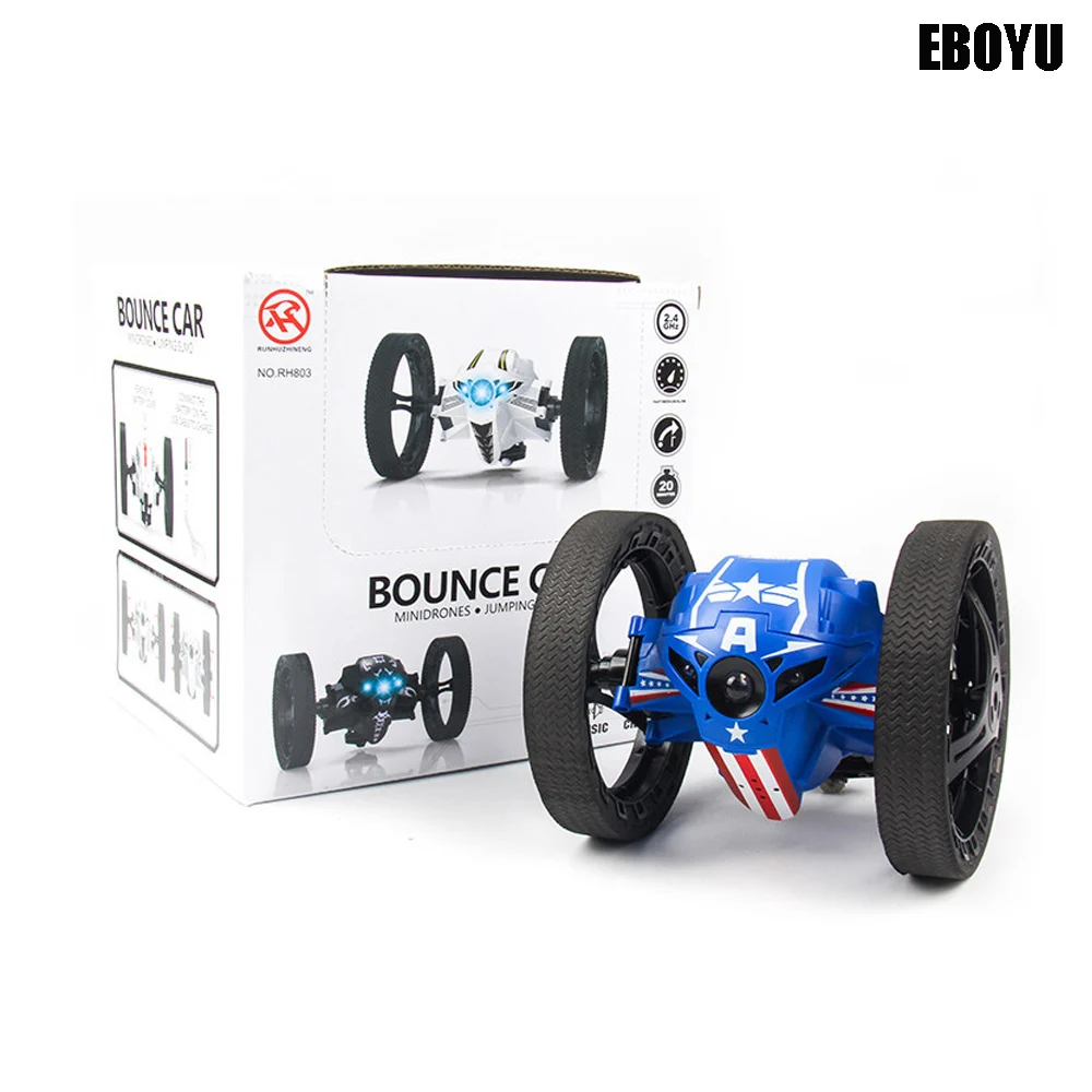 EBOYU 2,4G RC Jumping автомобиль скачок высокое Stunt автомобилей с музыкой светодиодный фары Двусторонняя акробатика RC автомобиль отказов игрушка в подарок