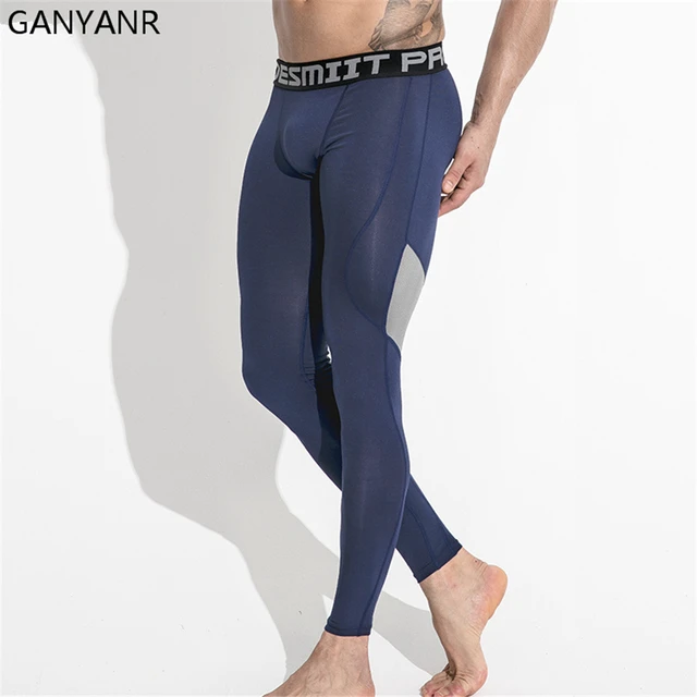 US $10.79 GANYANR Running Tights Men Basketball Fitness Compression Pants Gym Leggings Bodybuilding Winter Lo