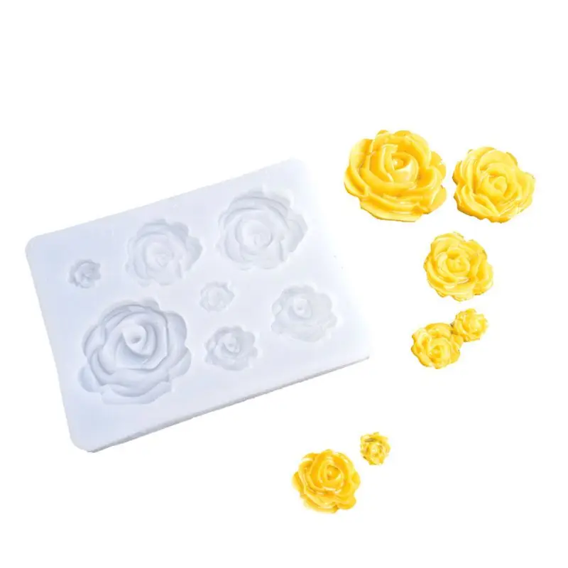 

Cartoon 3D Rose Flowers Silicone Epoxy Resin UV Glue Crafts Mold Creative DIY Pendant Brooch Jewelry Tool Accessory